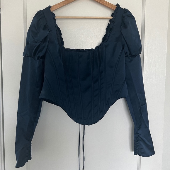 NWOT House of CB Dana Navy Puff Sleeve Corset - Picture 12 of 13